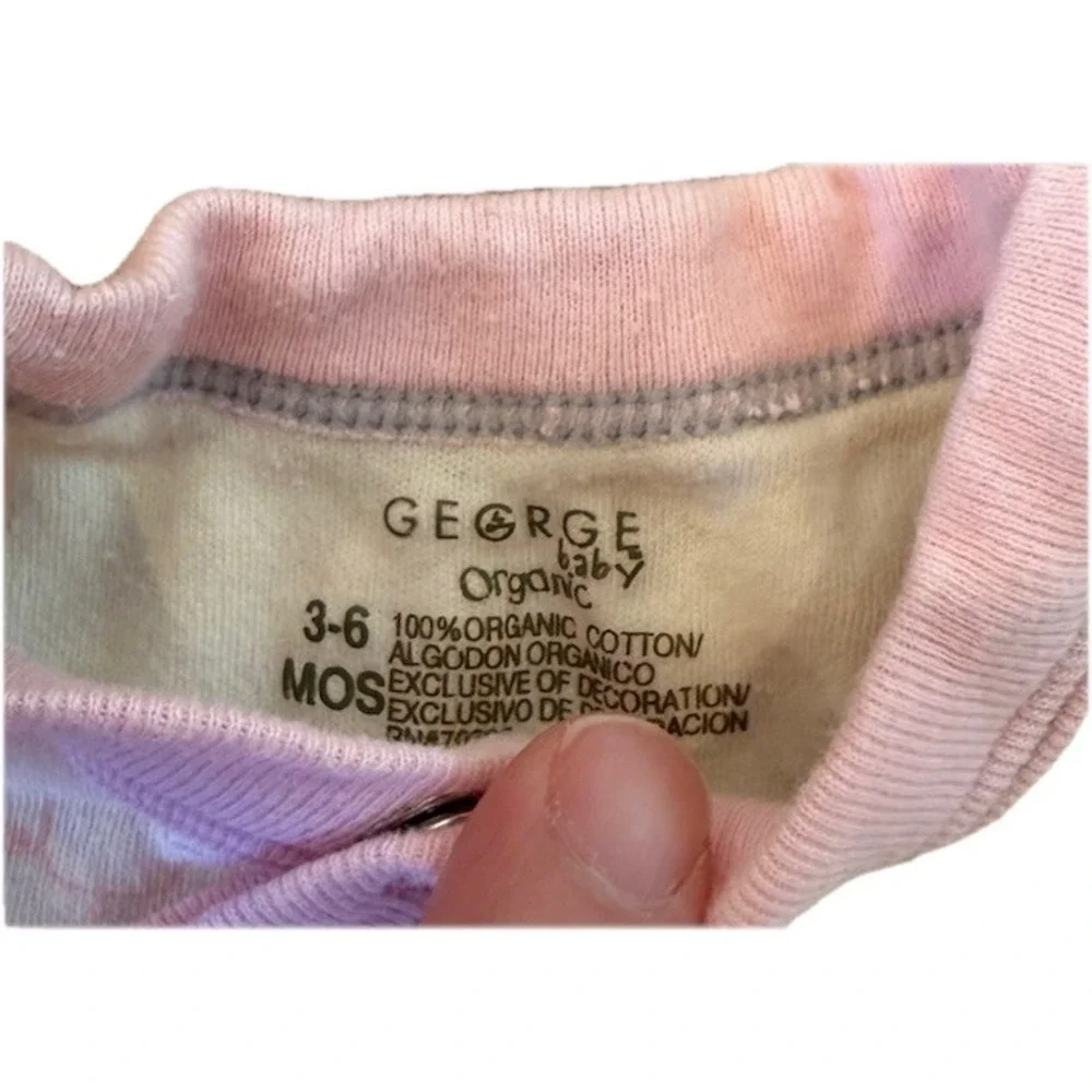 George Baby‎ Organic Cotton Pink Animal Friends Short Sleeve Wrap Bodysuit 3-6 M